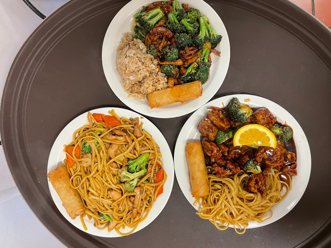 Several plates of Chinese food at Shanghai Town
